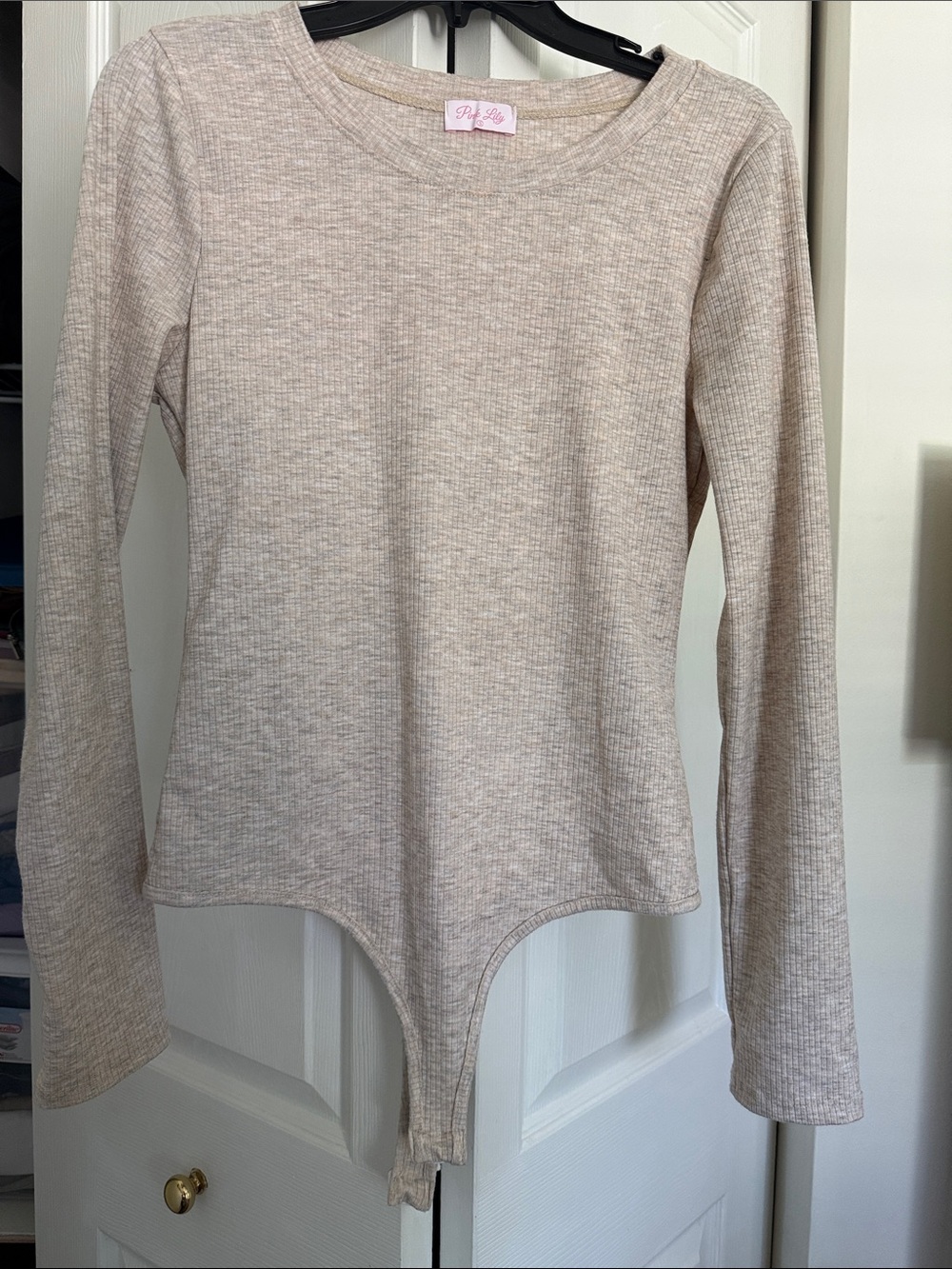 Pink Lily Ribbed Long-Sleeve Bodysuit